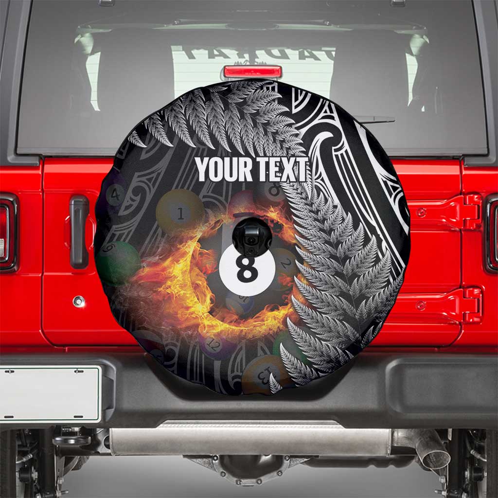 Personalised New Zealand Billiards Spare Tire Cover Maori Fern On Fire 8 Ball - Aussie Hoodie