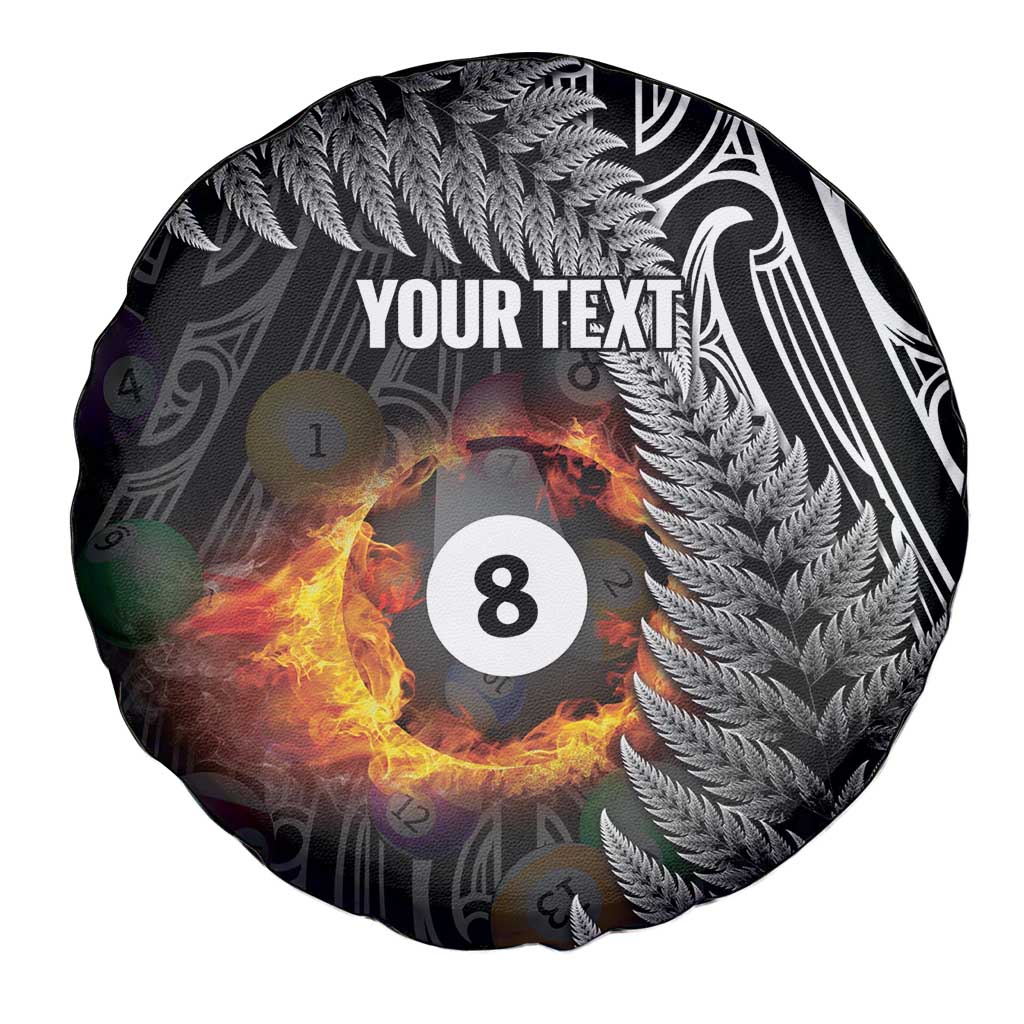 Personalised New Zealand Billiards Spare Tire Cover Maori Fern On Fire 8 Ball - Aussie Hoodie