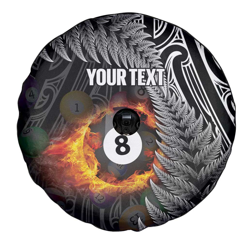 Personalised New Zealand Billiards Spare Tire Cover Maori Fern On Fire 8 Ball - Aussie Hoodie