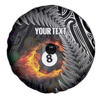 Personalised New Zealand Billiards Spare Tire Cover Maori Fern On Fire 8 Ball - Aussie Hoodie