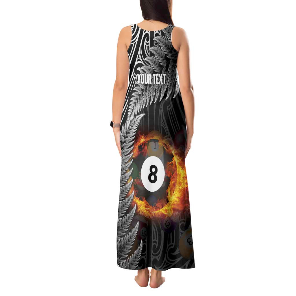 Personalised New Zealand Billiards Tank Maxi Dress Maori Fern On Fire 8 Ball - Aussie Hoodie