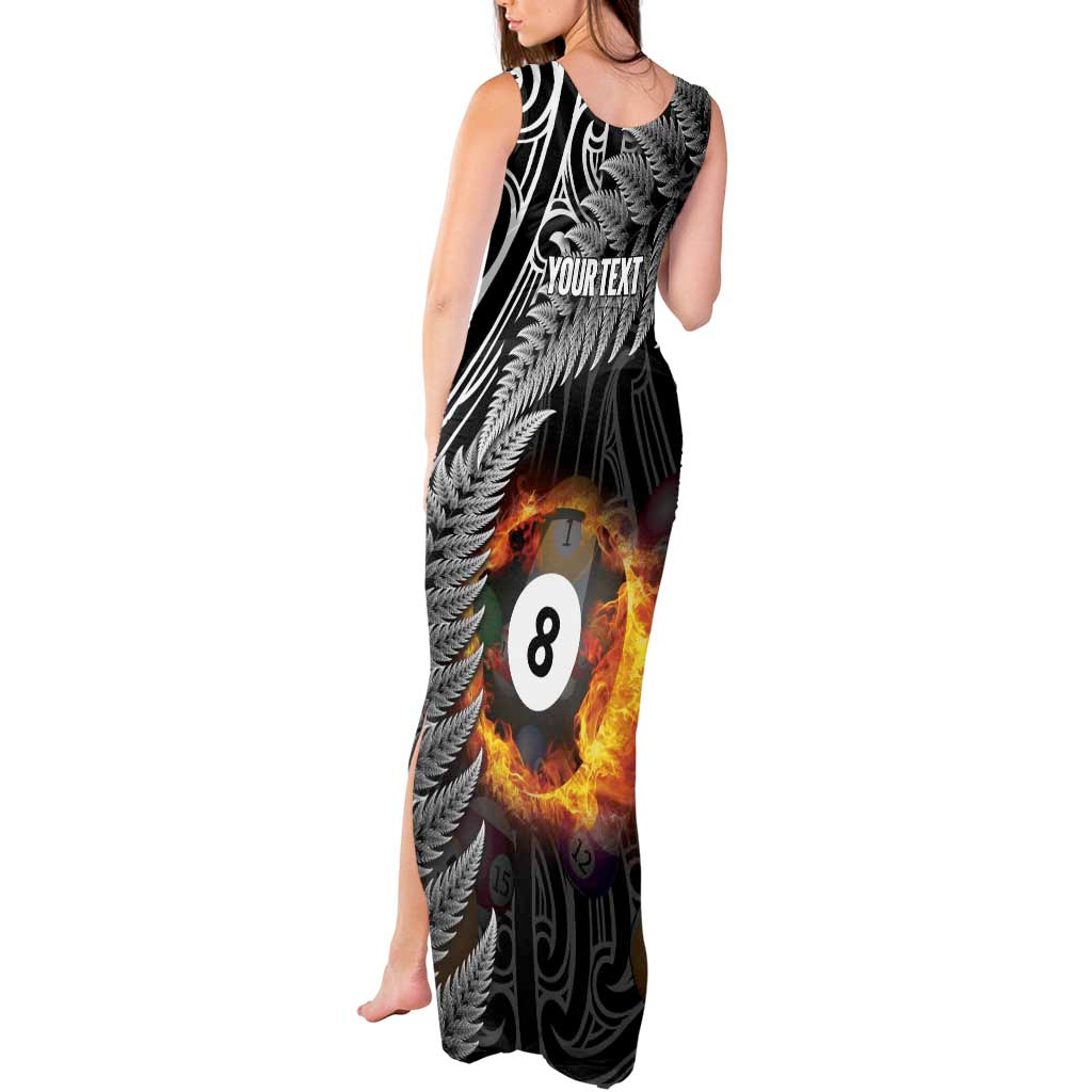 Personalised New Zealand Billiards Tank Maxi Dress Maori Fern On Fire 8 Ball - Aussie Hoodie