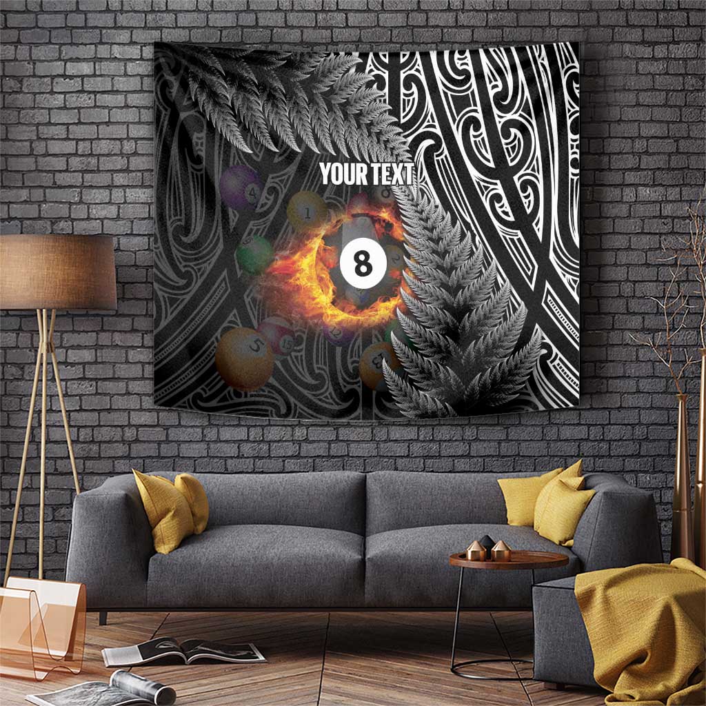 Personalised New Zealand Billiards Tapestry Maori Fern On Fire 8 Ball - Aussie Hoodie