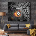 Personalised New Zealand Billiards Tapestry Maori Fern On Fire 8 Ball - Aussie Hoodie