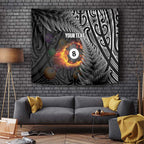Personalised New Zealand Billiards Tapestry Maori Fern On Fire 8 Ball - Aussie Hoodie