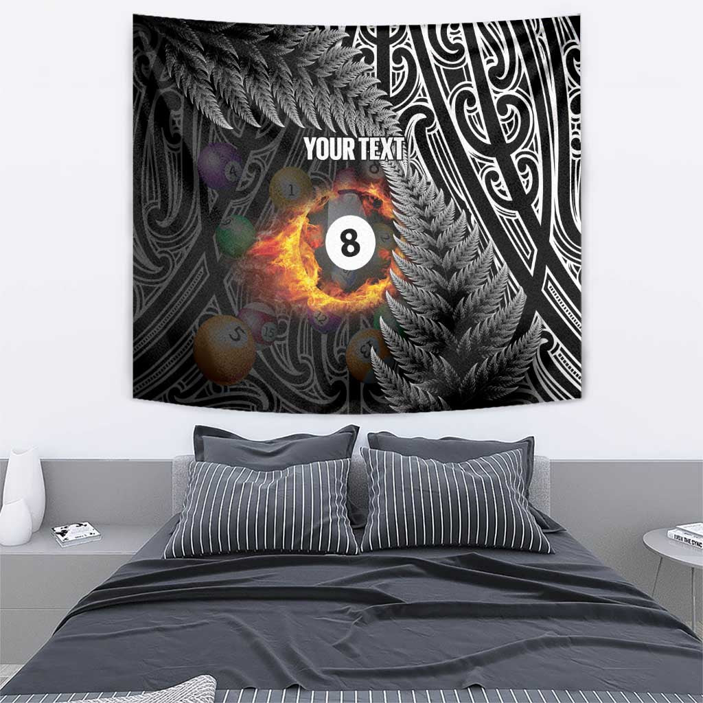 Personalised New Zealand Billiards Tapestry Maori Fern On Fire 8 Ball - Aussie Hoodie