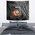 Personalised New Zealand Billiards Tapestry Maori Fern On Fire 8 Ball - Aussie Hoodie