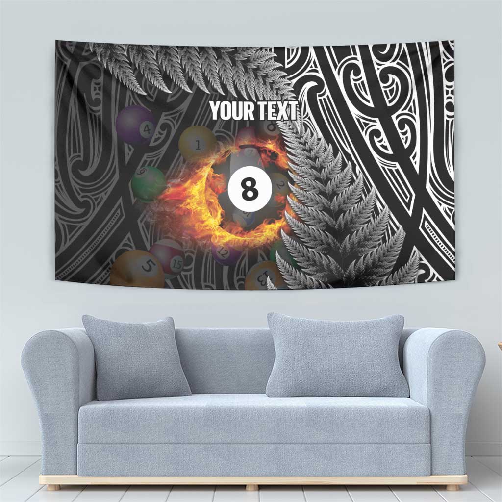 Personalised New Zealand Billiards Tapestry Maori Fern On Fire 8 Ball - Aussie Hoodie