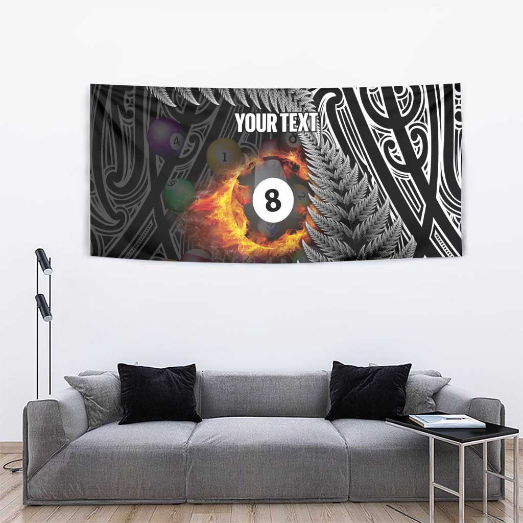 Personalised New Zealand Billiards Tapestry Maori Fern On Fire 8 Ball - Aussie Hoodie