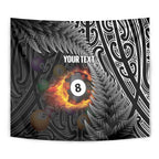 Personalised New Zealand Billiards Tapestry Maori Fern On Fire 8 Ball - Aussie Hoodie