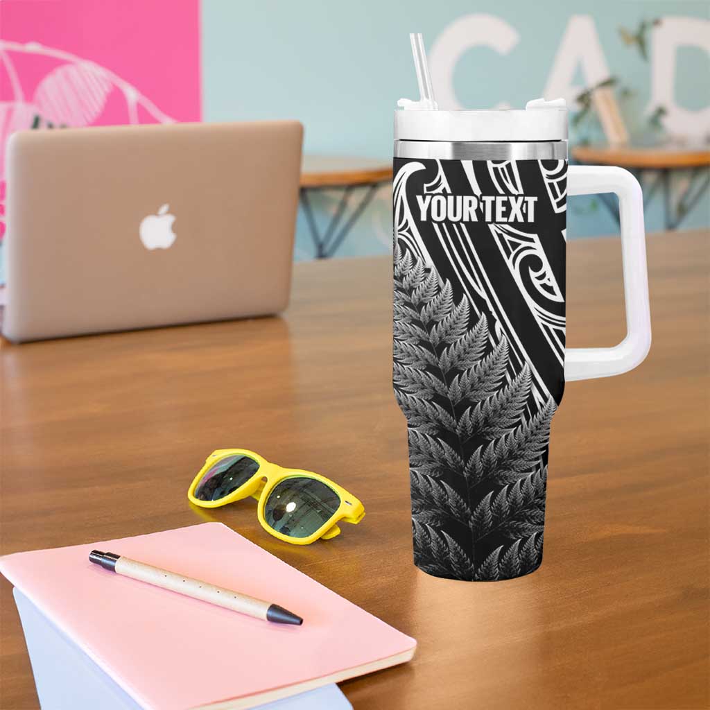 Personalised New Zealand Billiards Tumbler With Handle Maori Fern On Fire 8 Ball - Aussie Hoodie