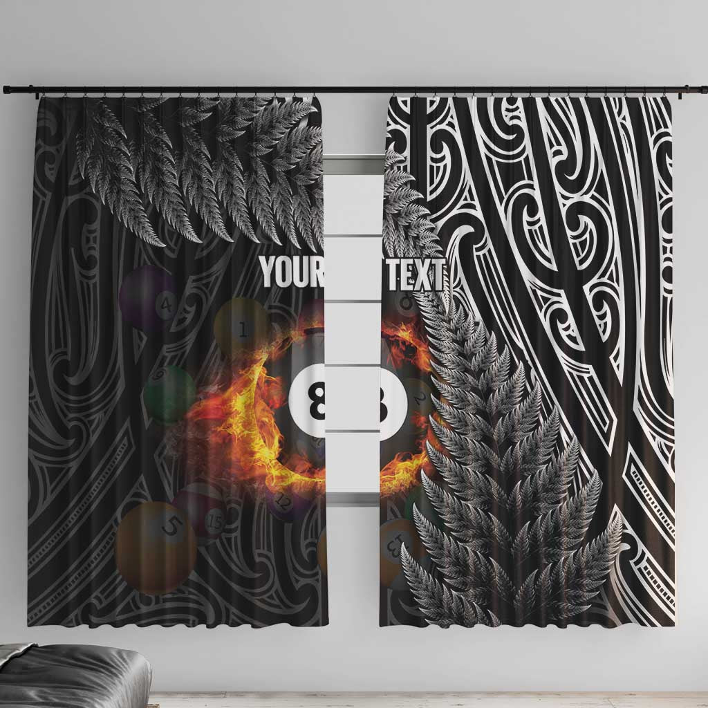 Personalised New Zealand Billiards Window Curtain Maori Fern On Fire 8 Ball - Aussie Hoodie