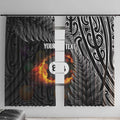 Personalised New Zealand Billiards Window Curtain Maori Fern On Fire 8 Ball - Aussie Hoodie