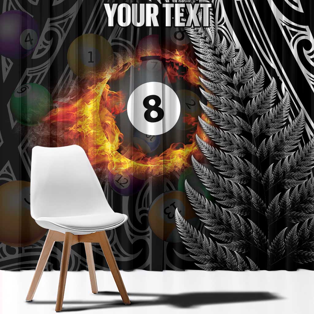 Personalised New Zealand Billiards Window Curtain Maori Fern On Fire 8 Ball - Aussie Hoodie