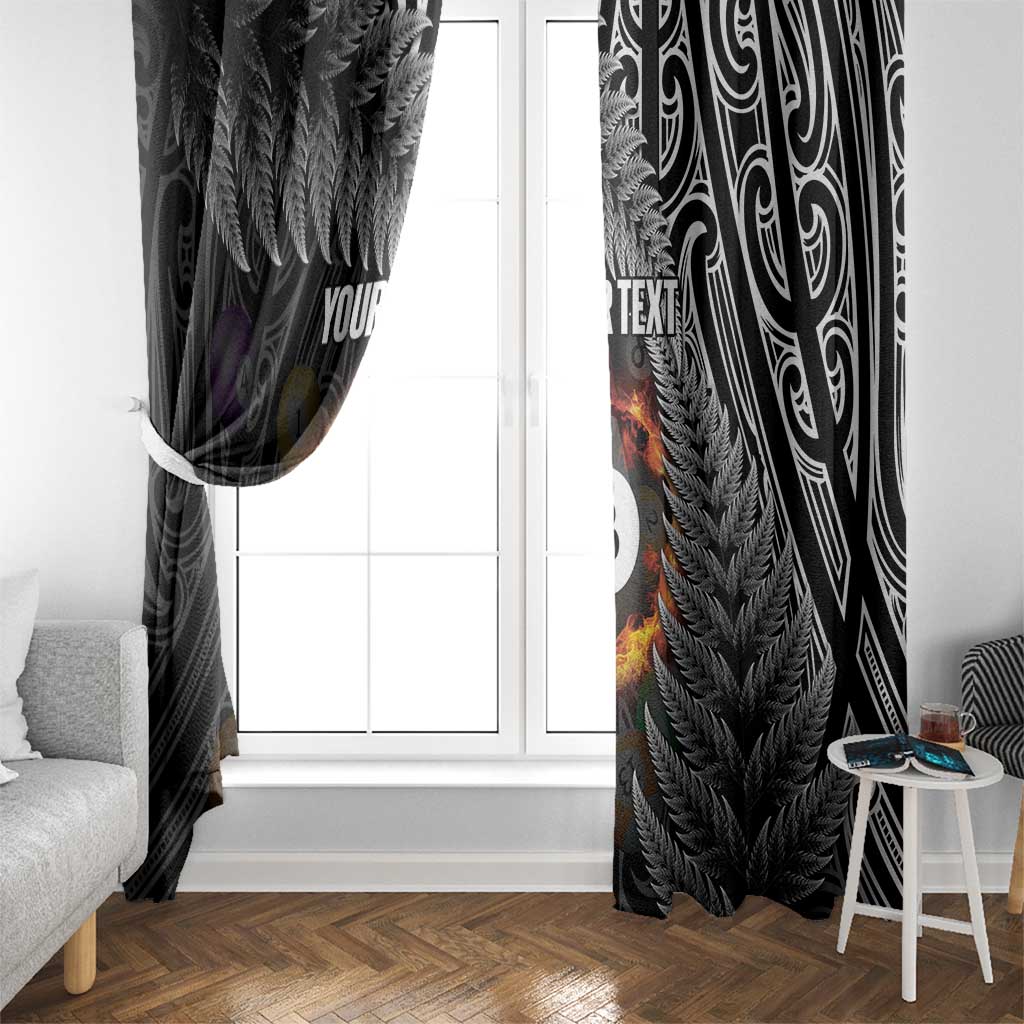 Personalised New Zealand Billiards Window Curtain Maori Fern On Fire 8 Ball - Aussie Hoodie