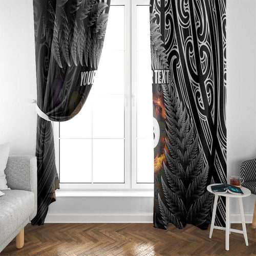 Personalised New Zealand Billiards Window Curtain Maori Fern On Fire 8 Ball - Aussie Hoodie
