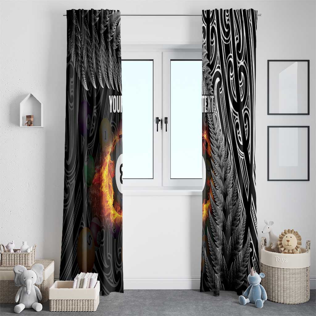Personalised New Zealand Billiards Window Curtain Maori Fern On Fire 8 Ball - Aussie Hoodie