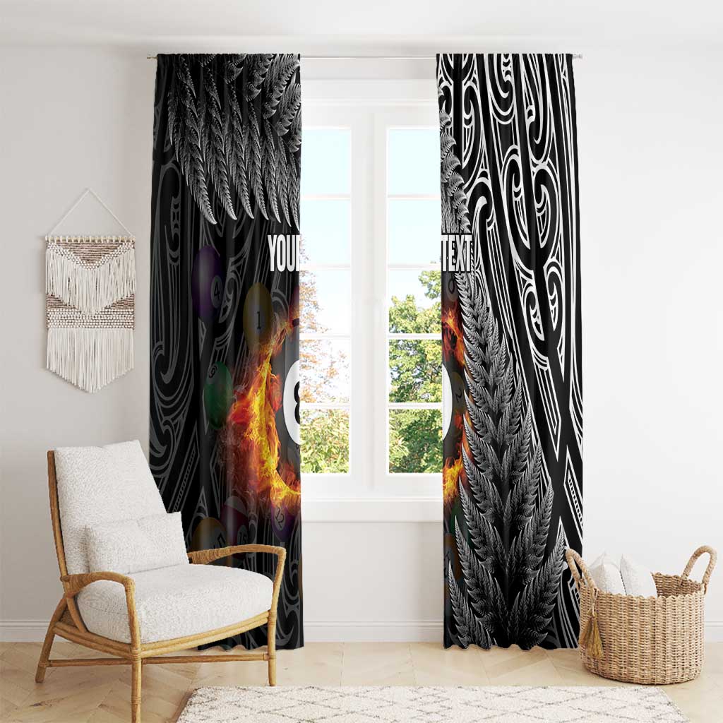 Personalised New Zealand Billiards Window Curtain Maori Fern On Fire 8 Ball - Aussie Hoodie