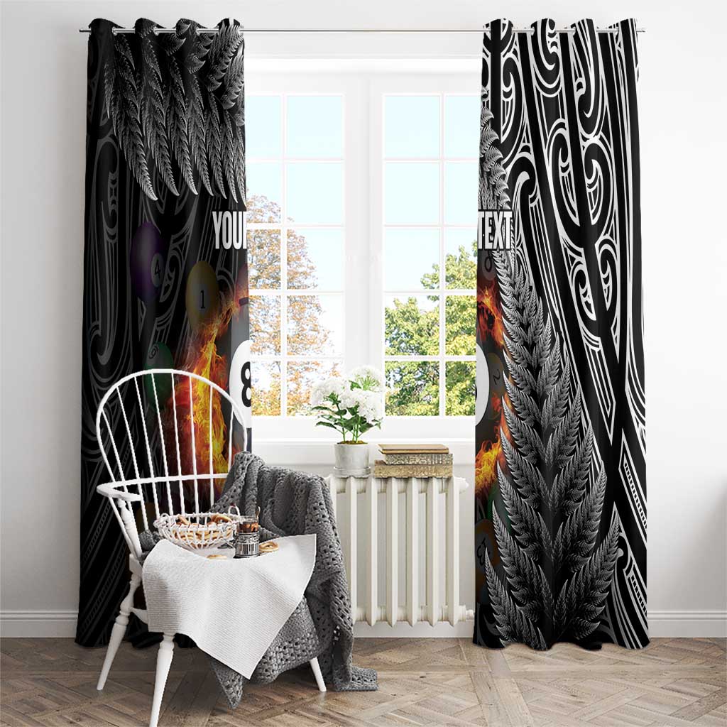 Personalised New Zealand Billiards Window Curtain Maori Fern On Fire 8 Ball - Aussie Hoodie