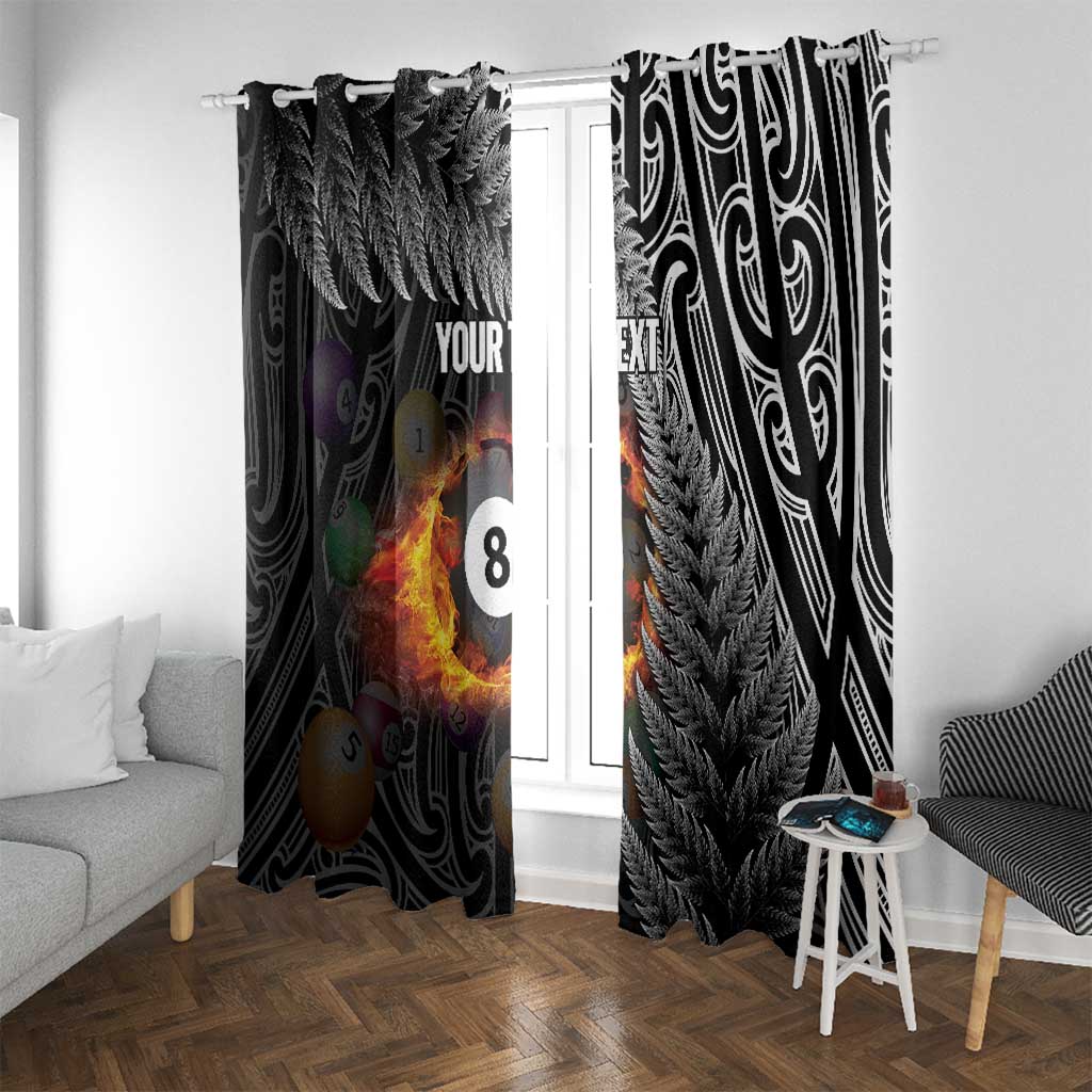 Personalised New Zealand Billiards Window Curtain Maori Fern On Fire 8 Ball - Aussie Hoodie