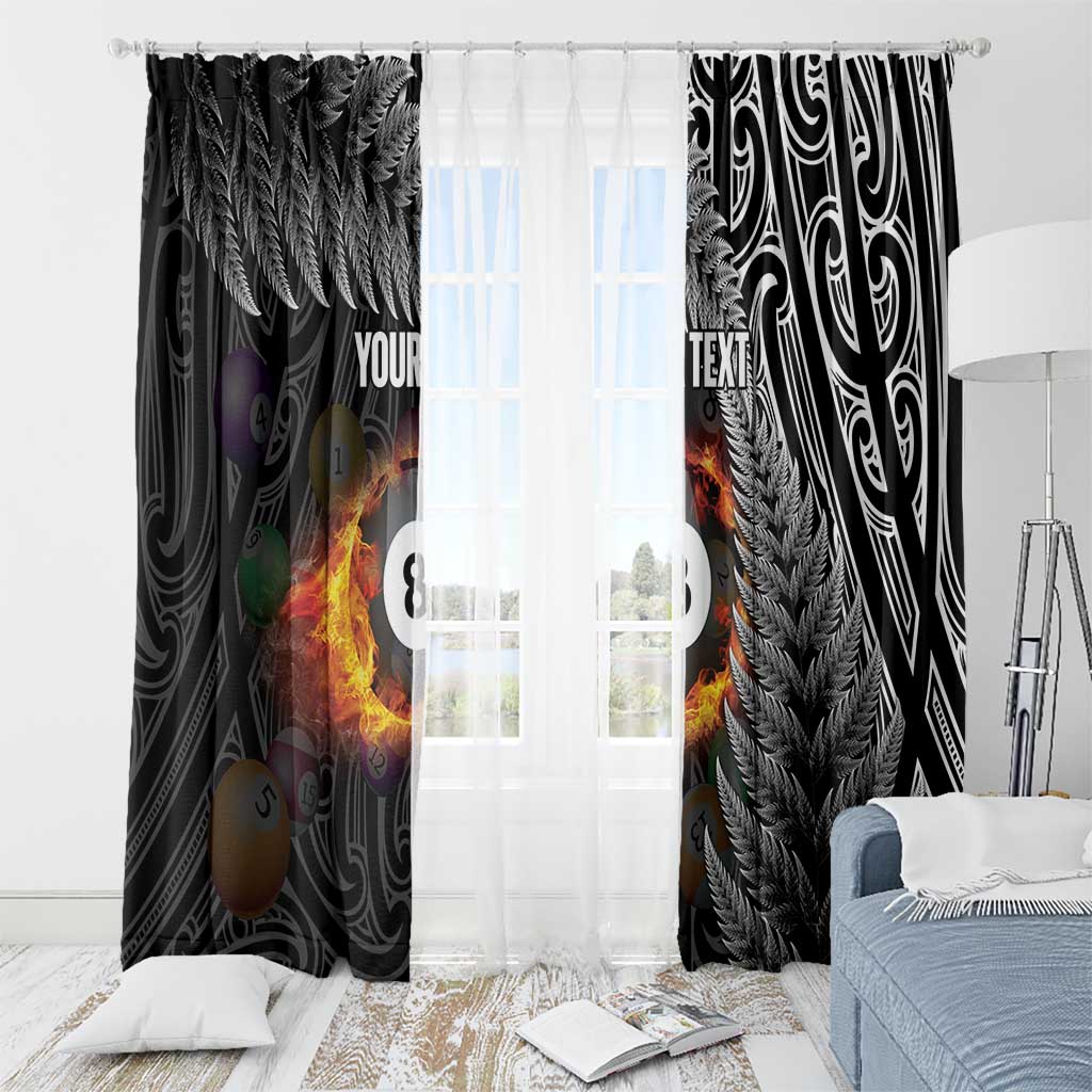 Personalised New Zealand Billiards Window Curtain Maori Fern On Fire 8 Ball - Aussie Hoodie