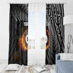 Personalised New Zealand Billiards Window Curtain Maori Fern On Fire 8 Ball - Aussie Hoodie