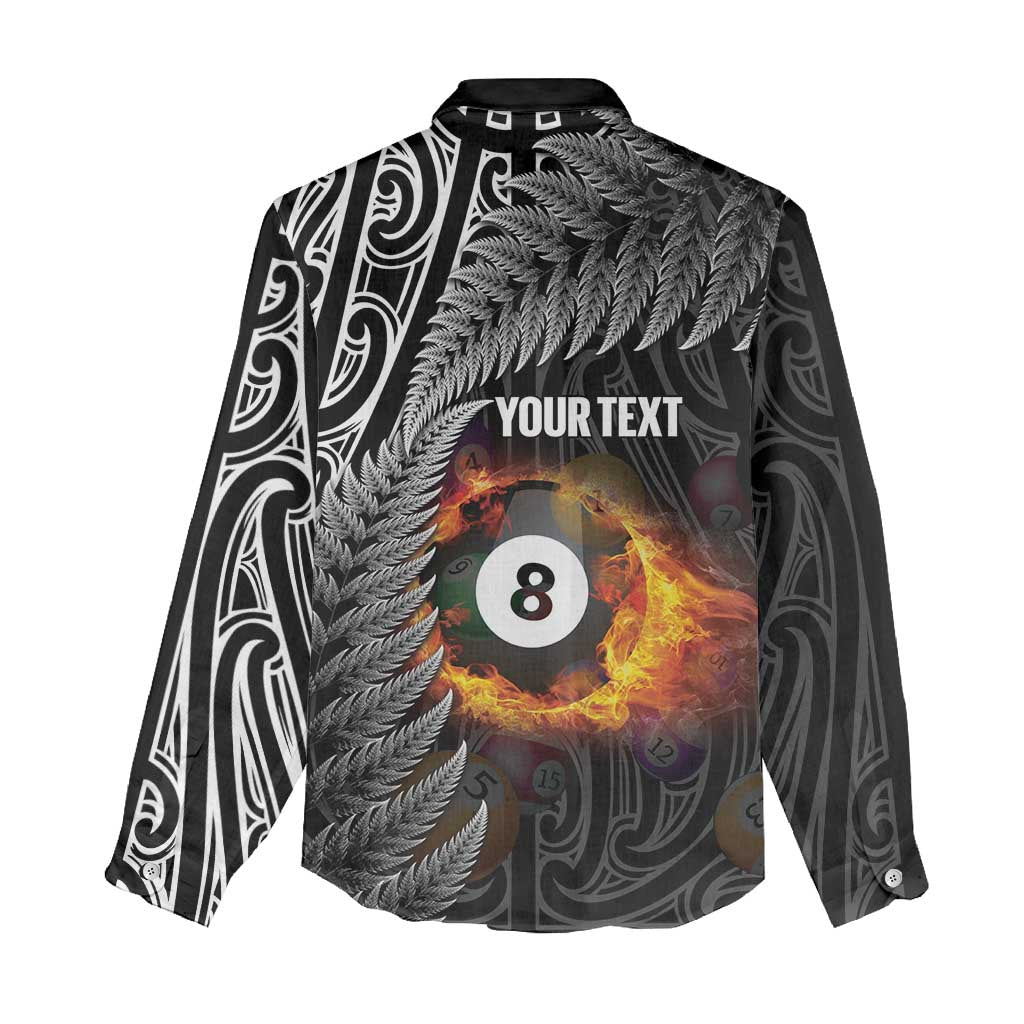Personalised New Zealand Billiards Women Casual Shirt Maori Fern On Fire 8 Ball - Aussie Hoodie