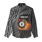 Personalised New Zealand Billiards Women Casual Shirt Maori Fern On Fire 8 Ball - Aussie Hoodie