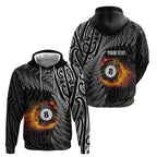 Personalised New Zealand Billiards Zip Hoodie Maori Fern On Fire 8 Ball - Aussie Hoodie