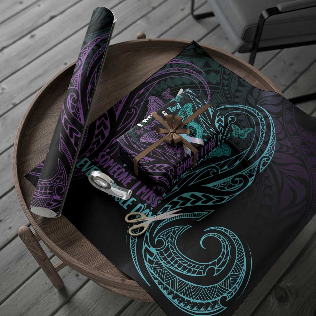 Suicide Awareness Memorial Wrapping Paper I Wear Purple and Teal For Someone I Miss - Aussie Hoodie