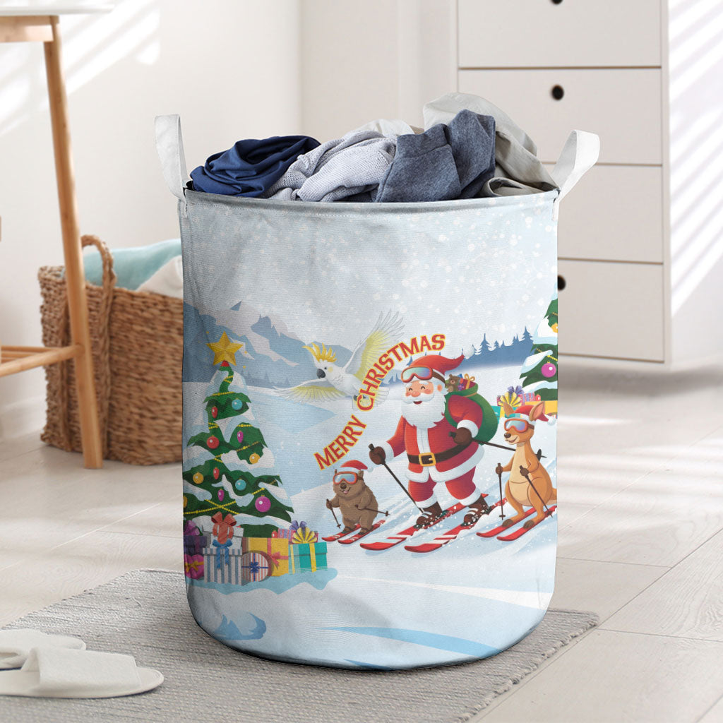 Merry Christmas Australia Laundry Basket Funny Aussie Animals Santa Skiing