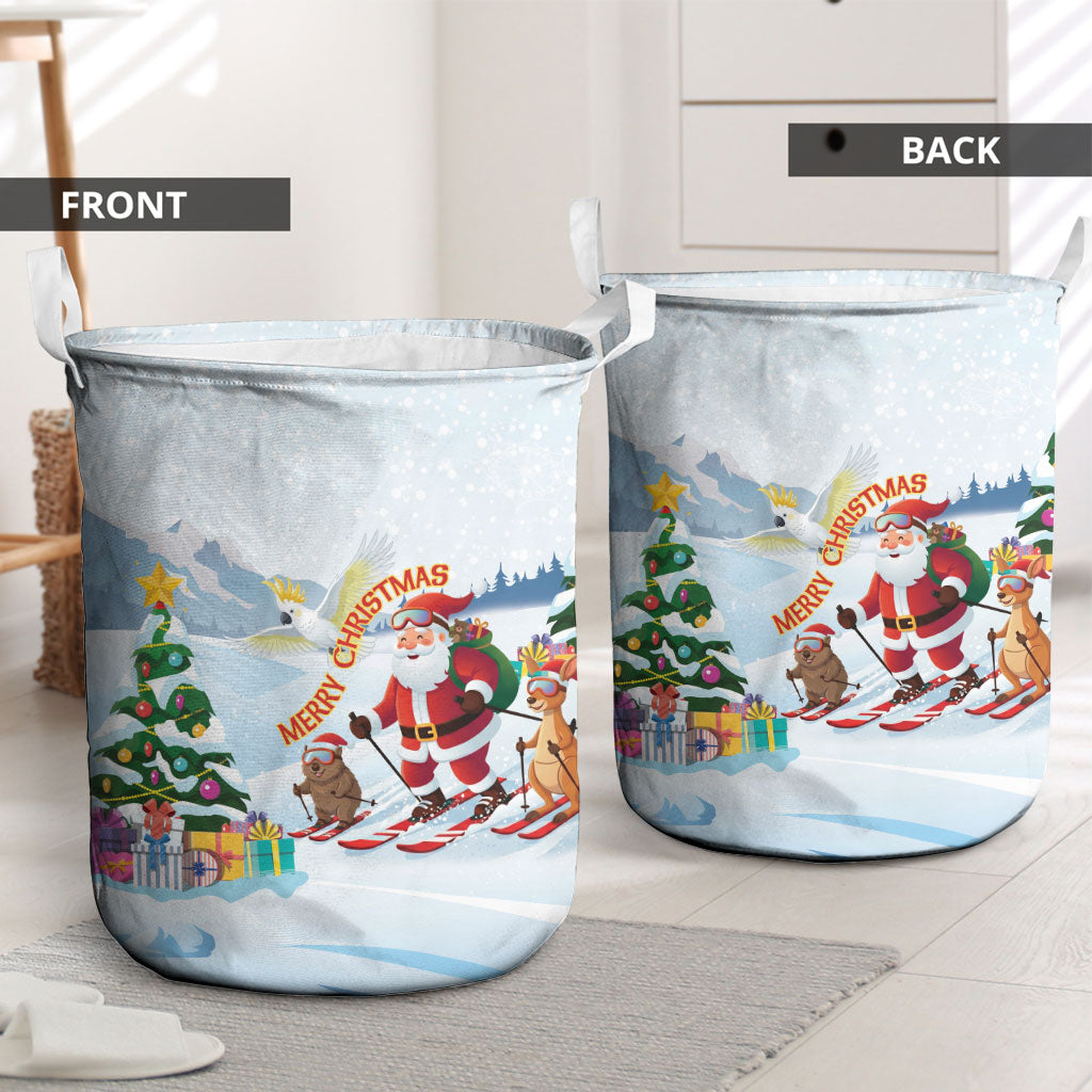 Merry Christmas Australia Laundry Basket Funny Aussie Animals Santa Skiing