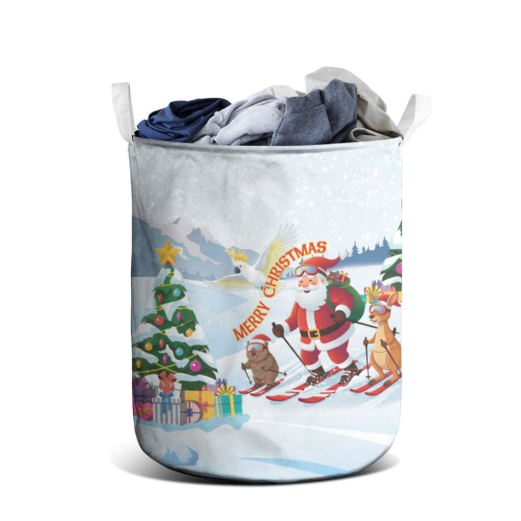 Merry Christmas Australia Laundry Basket Funny Aussie Animals Santa Skiing