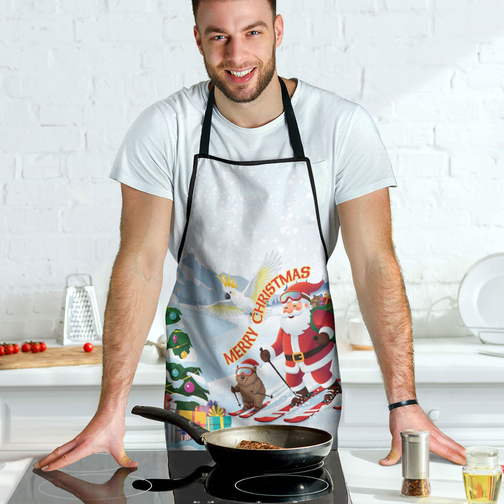 Merry Christmas Australia Apron Funny Aussie Animals Santa Skiing