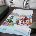 Merry Christmas Australia Area Rug Funny Aussie Animals Santa Skiing