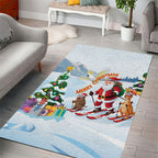 Merry Christmas Australia Area Rug Funny Aussie Animals Santa Skiing