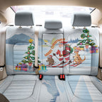 Merry Christmas Australia Back Car Seat Cover Funny Aussie Animals Santa Skiing