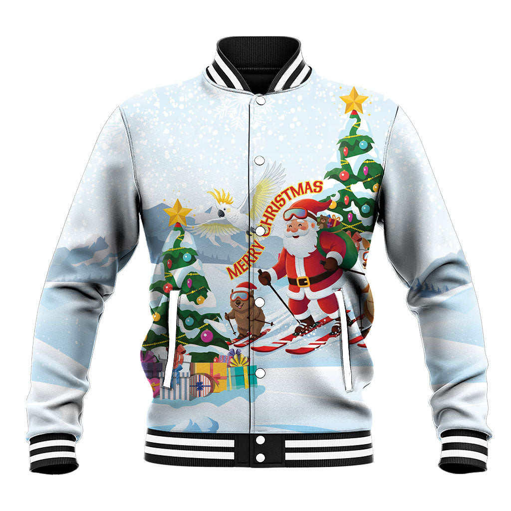 Merry Christmas Australia Baseball Jacket Funny Aussie Animals Santa Skiing