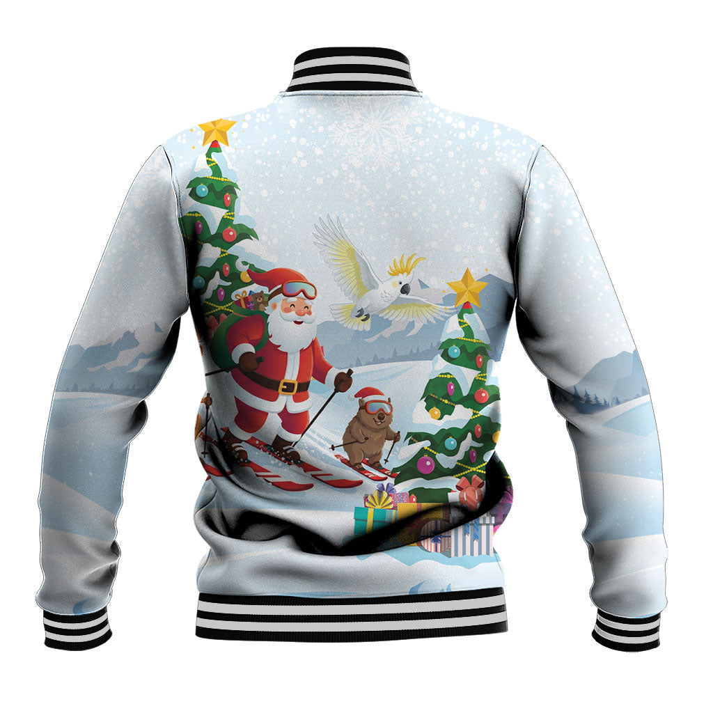 Merry Christmas Australia Baseball Jacket Funny Aussie Animals Santa Skiing