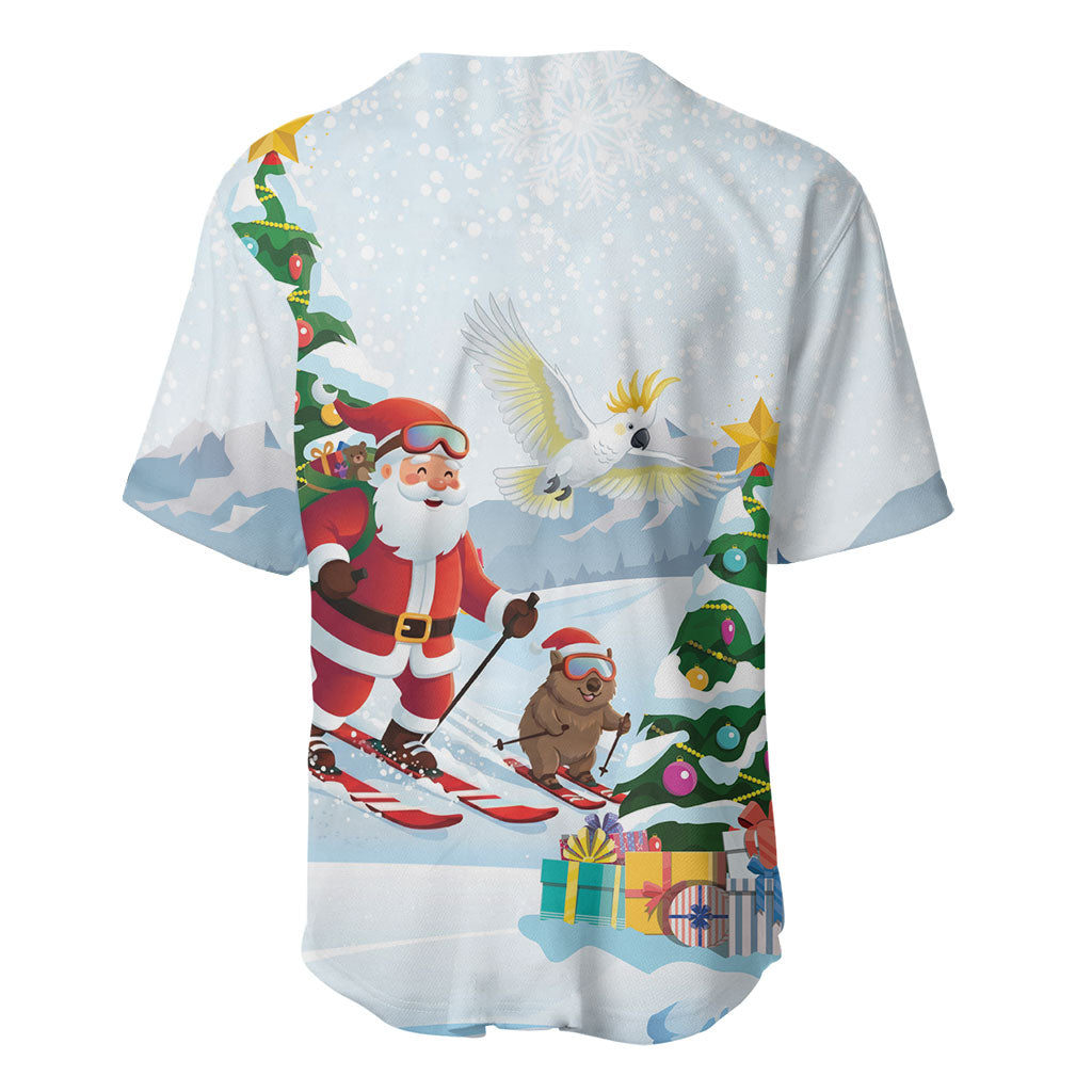 Merry Christmas Australia Baseball Jersey Funny Aussie Animals Santa Skiing