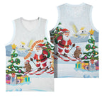 Merry Christmas Australia Basketball Jersey Funny Aussie Animals Santa Skiing