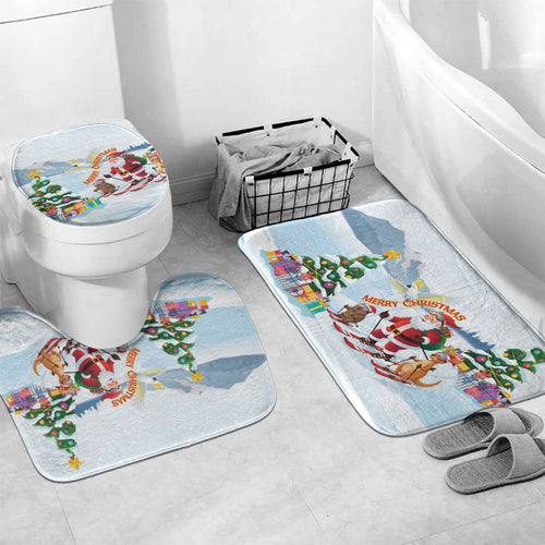 Merry Christmas Australia Bathroom Set Funny Aussie Animals Santa Skiing