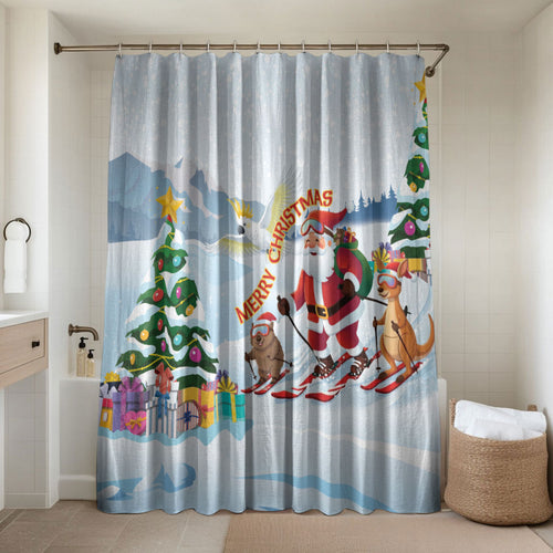 Merry Christmas Australia Bathroom Set Funny Aussie Animals Santa Skiing