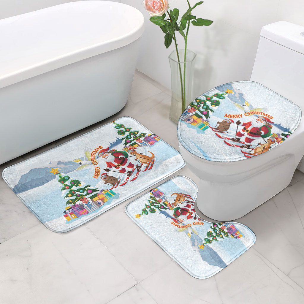 Merry Christmas Australia Bathroom Set Funny Aussie Animals Santa Skiing