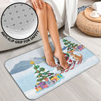 Merry Christmas Australia Bathroom Set Funny Aussie Animals Santa Skiing