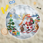 Merry Christmas Australia Beach Blanket Funny Aussie Animals Santa Skiing