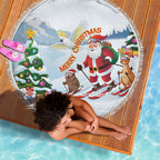 Merry Christmas Australia Beach Blanket Funny Aussie Animals Santa Skiing