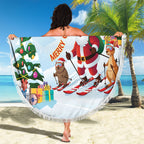 Merry Christmas Australia Beach Blanket Funny Aussie Animals Santa Skiing