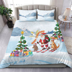 Merry Christmas Australia Bedding Set Funny Aussie Animals Santa Skiing