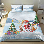 Merry Christmas Australia Bedding Set Funny Aussie Animals Santa Skiing
